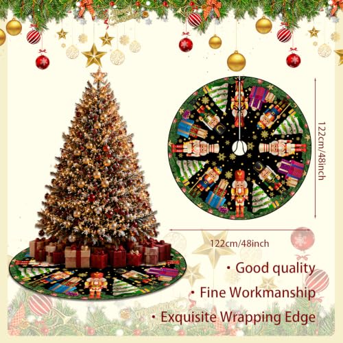 Nutcracker Christmas Tree Skirt 48in by FARMNALL | Xmas Holiday Home Decor