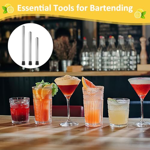 Okxiri Stainless Steel Cocktail Muddler Set - 3 Sizes for Smooth Mixing