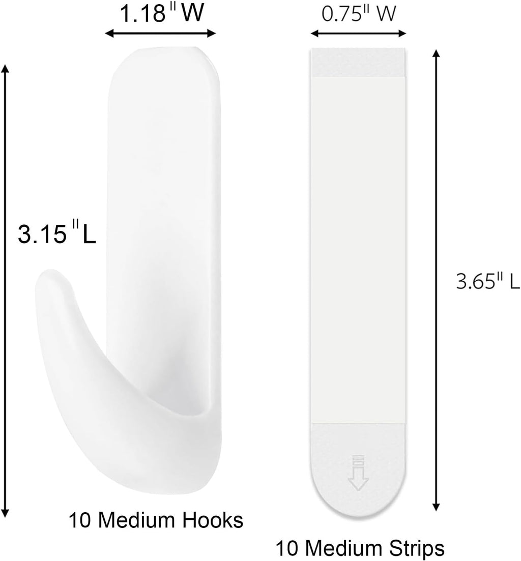 Skiennix Heavy Duty Wall Hooks - 10 Large Damage-Free Adhesive Hooks for Key Holder & Coat Hanging