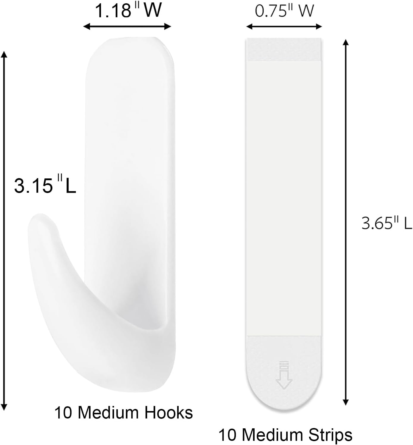 Skiennix Heavy Duty Wall Hooks - 10 Large Damage-Free Adhesive Hooks for Key Holder & Coat Hanging