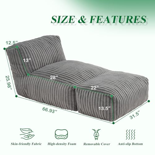 Oversized Bean Bag Chair Sofa for Adults - Ergonomic Floor Lounger
