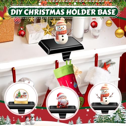 Heavy Duty Black Metal Christmas Stocking Holders for Mantle - Set of 4