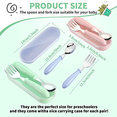 Toddler Utensils Stainless Steel Fork and Spoon Set with Case