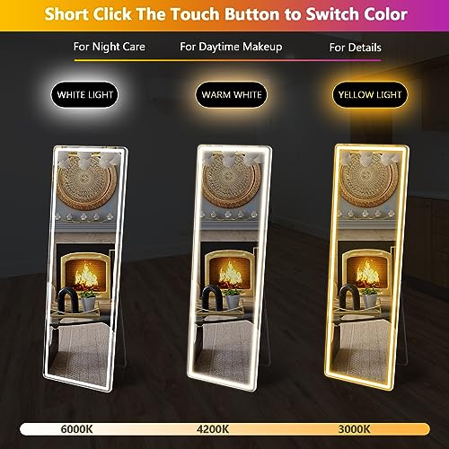 LED Full Length Floor Mirror 65"x21" Lighted Standing Full Body Mirror