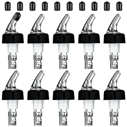 BBTO 20 Pcs Measured Liquor Bottle Pourers 1 Oz Auto Shot Dispenser Clear & Black