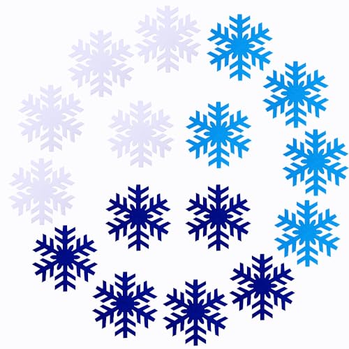 SaktopDeco 16-Pack Felt Snowflake Coasters Set – White/Blue Christmas Drink Coasters