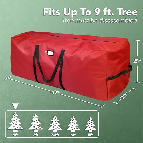 Waterproof Christmas Tree Storage Bag for 9ft Trees Heavy Duty Red