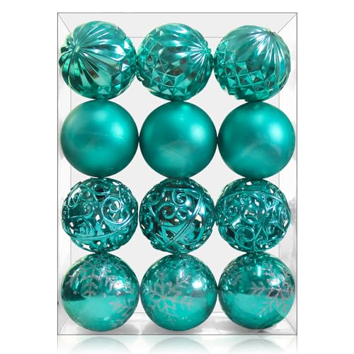 24ct Turquoise Christmas Tree Ornaments Set - 2.36'' Shatterproof Holiday Decorations
