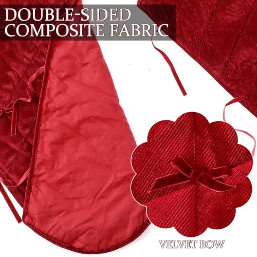 Junkin 48-Inch Quilted Christmas Tree Skirt - Red, Reversible Rust/Red