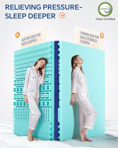BEDELITE King 4 Inch Dual Layer Cooling Gel Memory Foam Mattress Topper