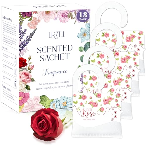 13-Pack Rose Scented Sachets - Long Lasting Air Freshener for Closets & Drawers