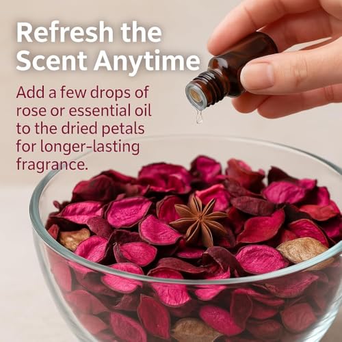 Natural Dried Rose Potpourri 4-Pack Set – Decorative Vase & Bowl Filler