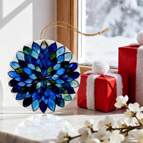 DOUHASU Mandala Christmas Ornament - Ceramic Holiday Tree Decor, Gift Idea