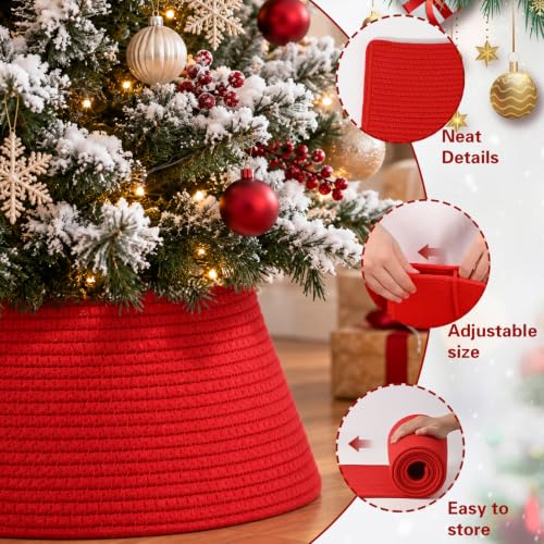 Christmas Tree Collar Small Size for 2-4ft Artificial Trees - Red, Medium Variation