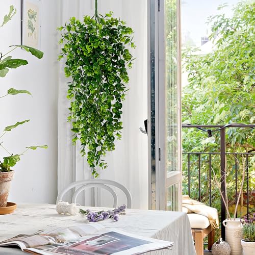 4 Pack Artificial Hanging Plants 2.7FT UV Resistant Faux Ivy Vines