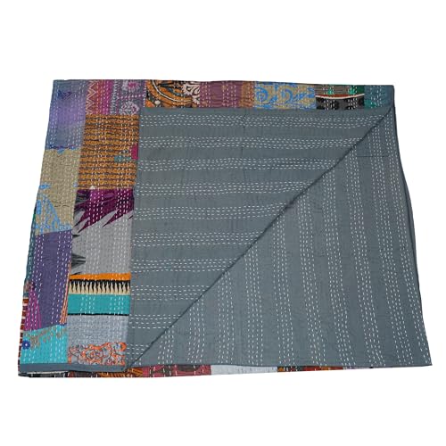 Handmade Cotton Kantha Quilt - Patchwork Baby Blanket (40"x 60")