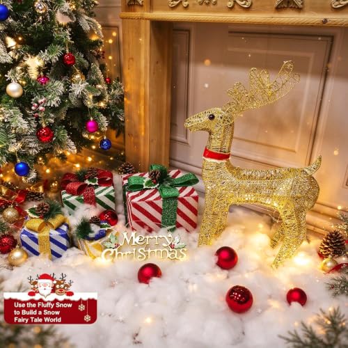 Fake Snow Decorations for Christmas, 75 sqft Fiber Artificial Snow Cotton for Holiday Decor