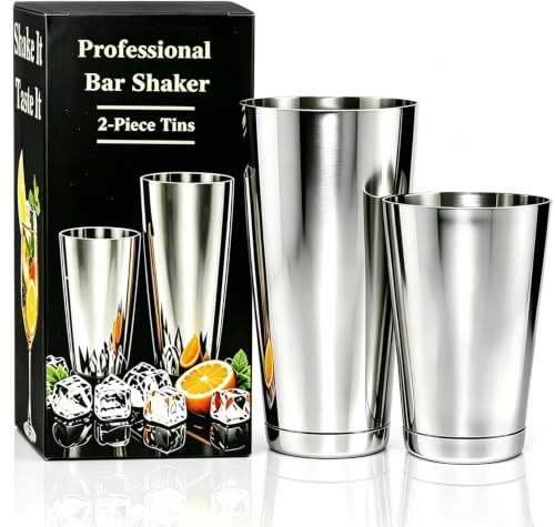 Pafusen Silver 2-Piece Cocktail Shaker Set - 18oz & 28oz Professional Bar Tools