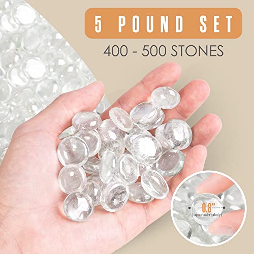 Clear Flat Glass Marbles & Gems for Vase Fillers and Crafts (5 lbs)