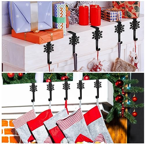12 Pcs Snowflake Christmas Stocking Holders - Lounsweer Mantle Hooks, 5.5 in