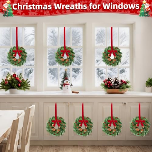 AMENON 12 Pcs Mini Christmas Wreaths 14 Inch for Kitchen Cabinets & Decor
