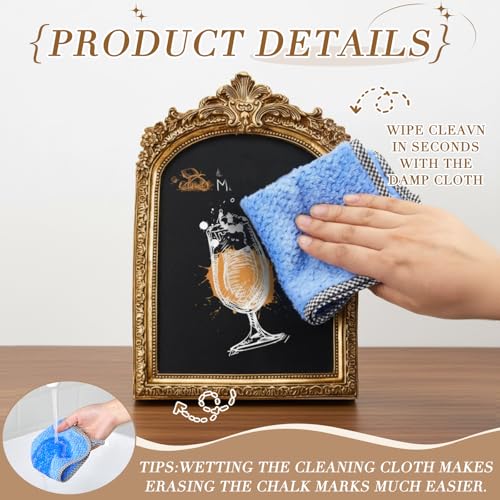Vintage Gold Arch Chalkboard Sign with Stand - 7x10 Inch Tabletop Menu Board