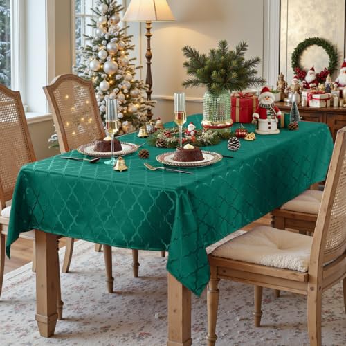 Christmas Rectangle Tablecloth 60 x 84 inches Green - Holiday Festive Decor