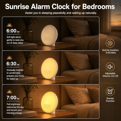 Sunrise Alarm Clock & White Noise Machine with Bluetooth Speaker & Night Light