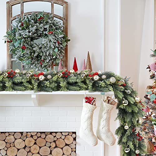 6ft Christmas Pine Garland - Fake Greenery for Mantel, Table Runner & Decor