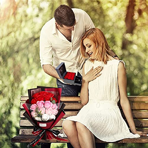 Artificial Rose Bouquet Gift Set with Love Necklace and LED Light