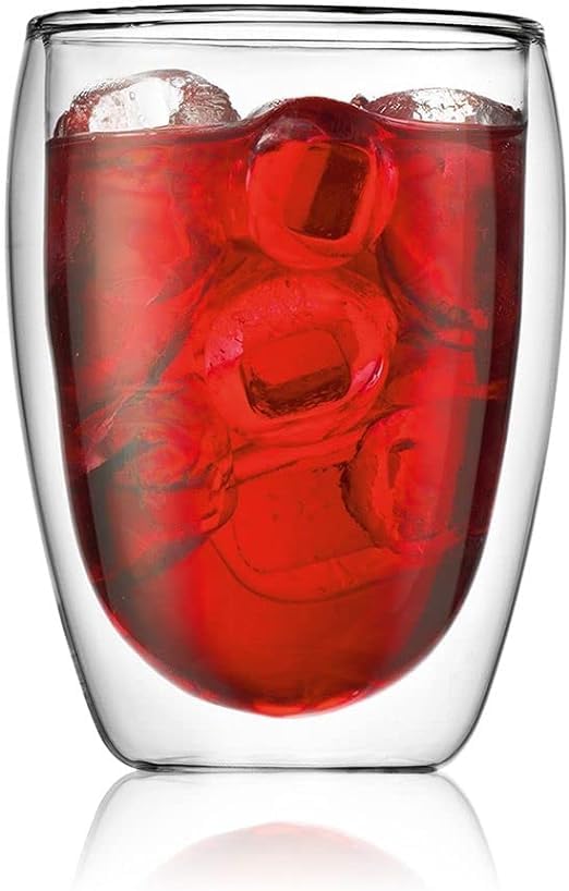 Bodum Pavina 12oz Double Wall Insulated Glass Tumblers Set of 6, Clear