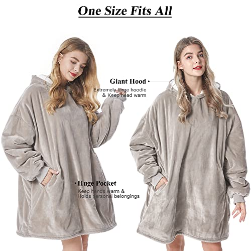 Oversized Wearable Blanket Hoodie with Pockets - Ultra-Soft Fleece Sweater