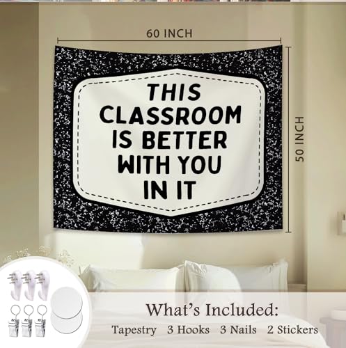 Boho Classroom Welcome Tapestry - Wall Hanging Banner Decor, 50x60 in
