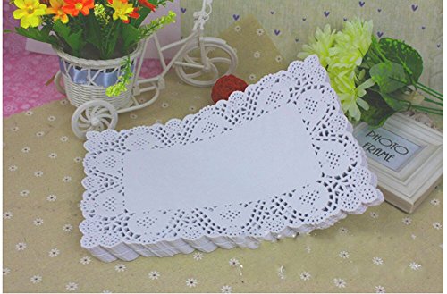 Rectangle Paper Doilies 9 x 6.5 Inch - White Lace Placemats, Pack of 200