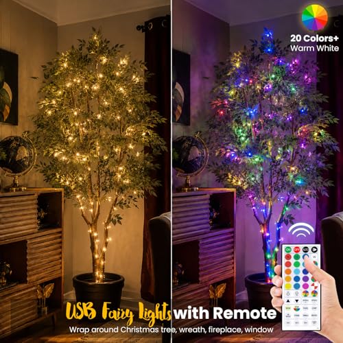 Homestarry USB Color Changing Fairy Lights 33ft 100 LEDs with Remote