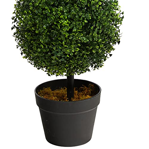 36-Inch Artificial Triple Ball Boxwood Topiary Tree in Planter
