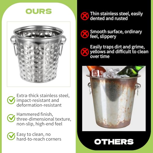 Rainmae 3-Pack Stainless Steel Ice Buckets with Handles & Tongs, 3L Beverage Chillers for Parties & Events