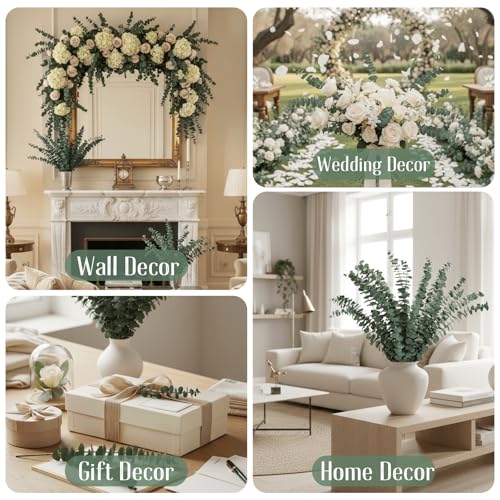 16-Piece Preserved Eucalyptus Stems, 17-Inch Dried Eucalyptus for Shower