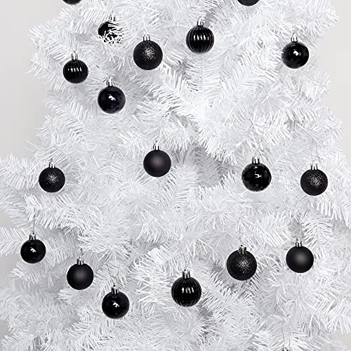 Black Halloween Ball Ornaments - 34 Pack Shatterproof Pre-Strung Tree Decor