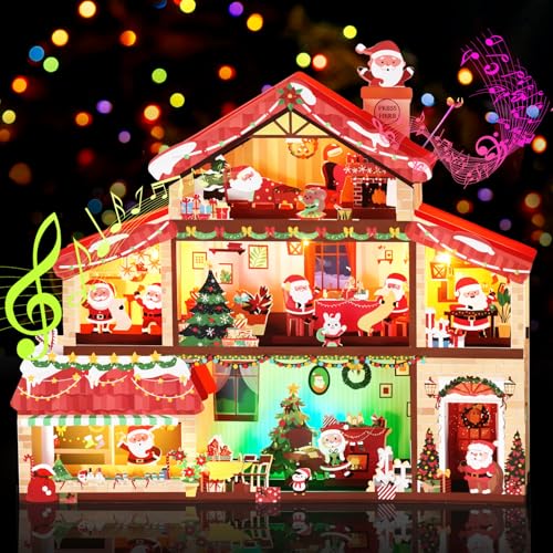Yinqing Christmas Card House with Light & 3 Songs — Merry Christmas Pop-Up Card