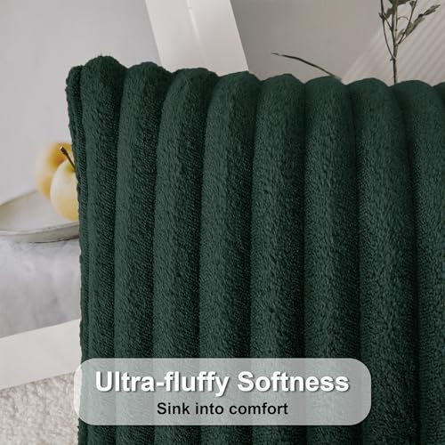 UGASA 12x20 Dark Green Faux Fur Throw Pillow Cover - 1pc