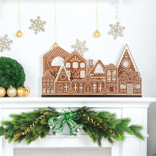 Light-Up Wooden Gingerbread House Tabletop Christmas Village Decoration