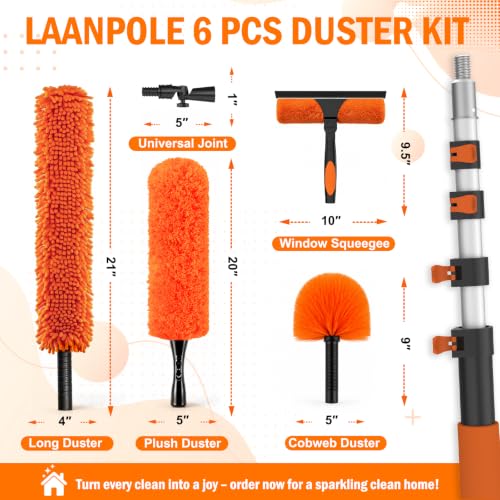 26FT High Reach Duster Kit with Extension Pole & Window Squeegee
