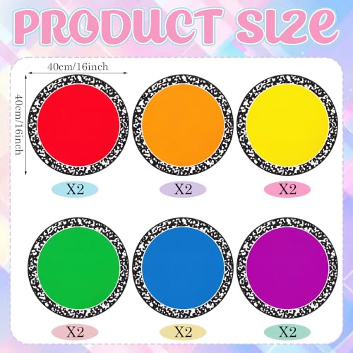 12-Piece Rainbow Classroom Rug Seats, 16-Inch Non-Slip Floor Cushions