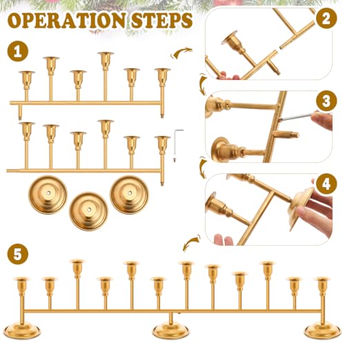 Chengu Gold 12 Arm Candelabra Vintage Candle Holders Centerpiece 30 x 7 Inches