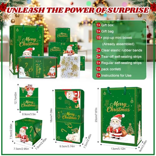 TOYEISHI Christmas Surprise Explosion Gift Box – Auto Pop-Up Cash Box, Green Christmas