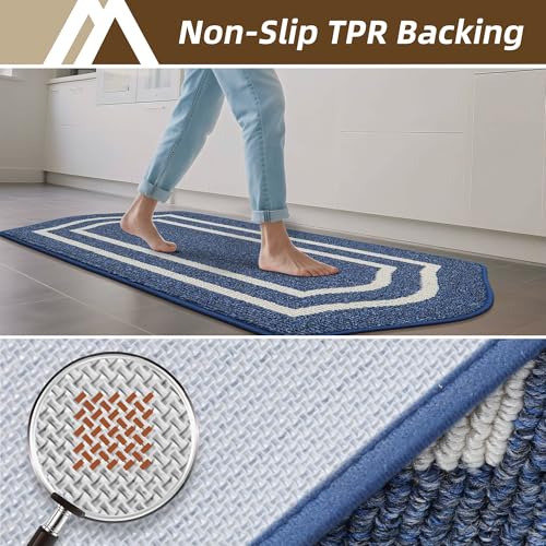 Long Kitchen Runner Rug - 24"x48" Non-Slip Washable Floor Mat, Blue