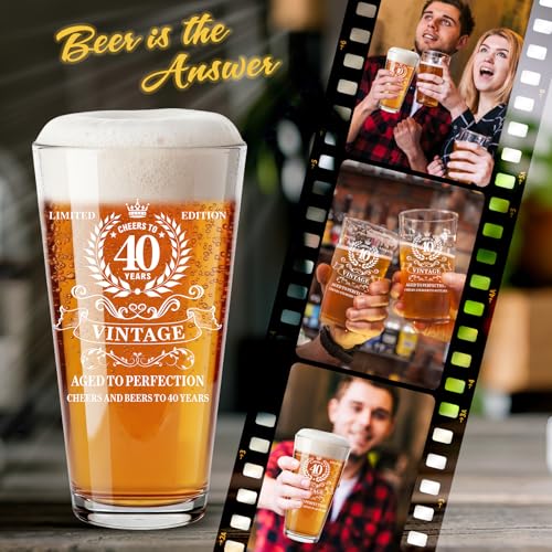 40th Birthday Gift Set for Men: Beer Glass, Shot Glass, Apron, and Accessories