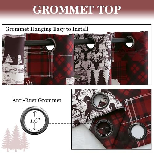 Red Rustic 2-Pane 52W x 96L Blackout Curtain Panels, Tritard