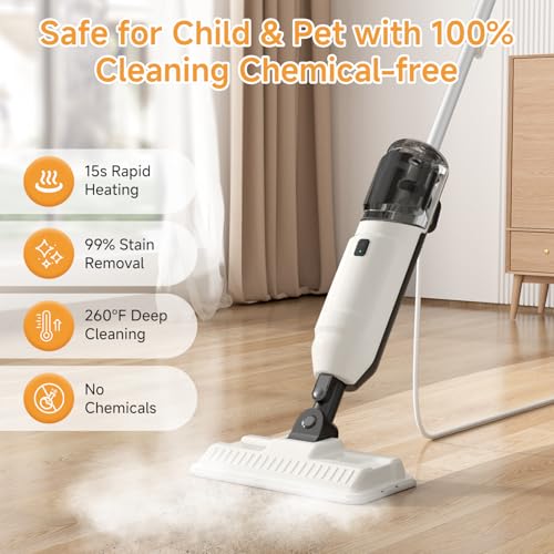 Multi-Purpose Steam Mop with Handheld Steamer for Hardwood and Tile Floors
